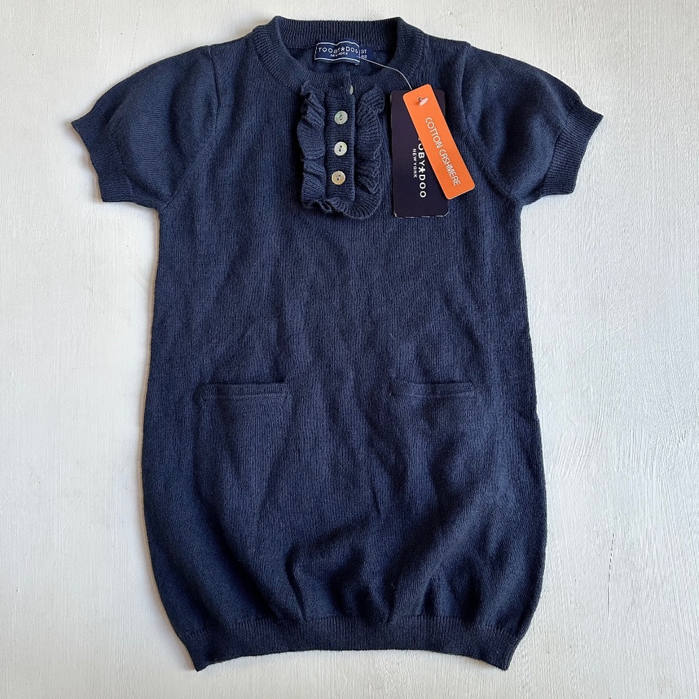 NWT ToobyDoo Navy Blue Cotton Cashmere Knit Dress